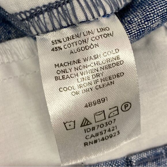 Loft Scallop Hem Linen Blend Chambray Shorts Blue Size 4 - Picture 7 of 9